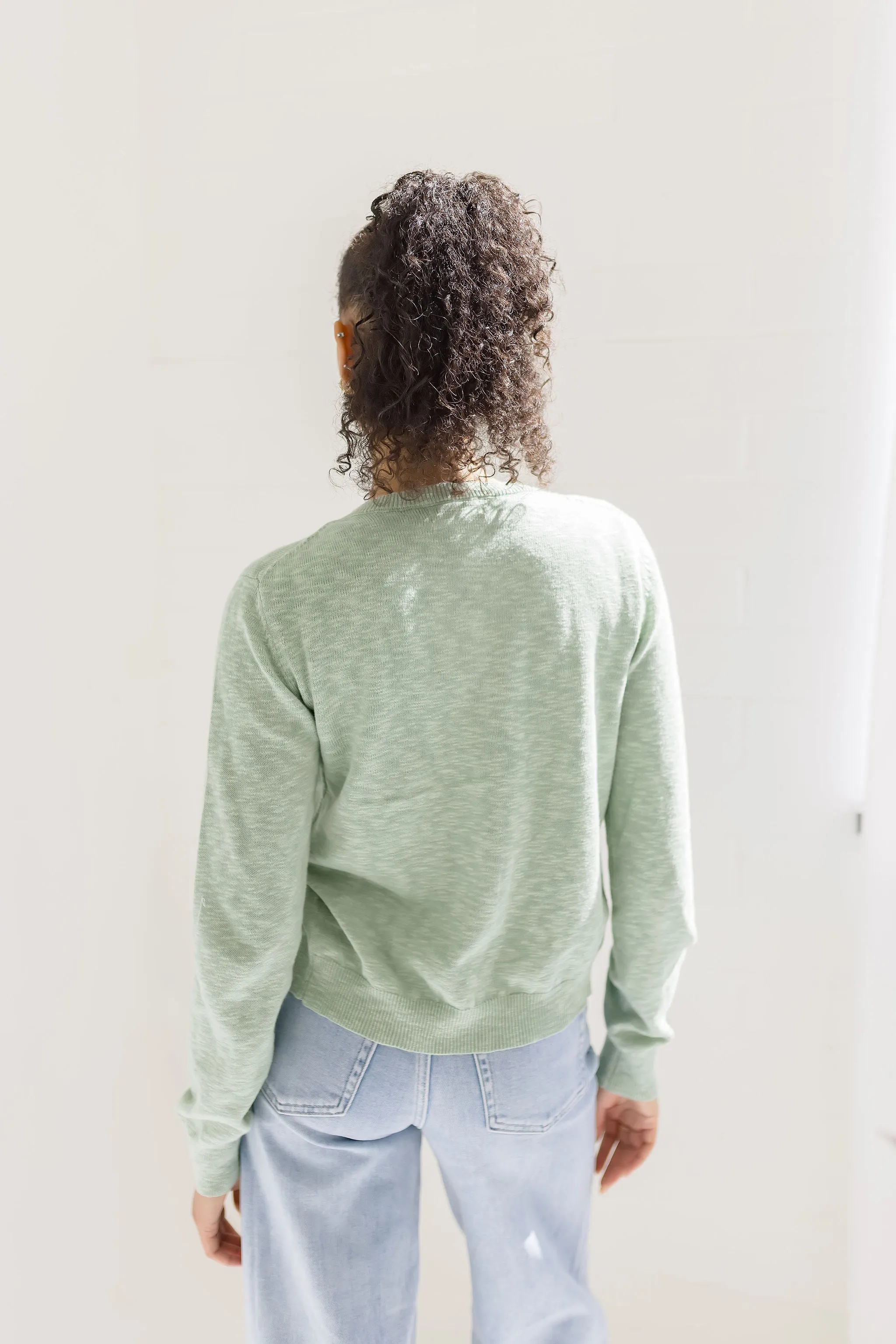Remi Long Sleeve Button Down Cardigan Green