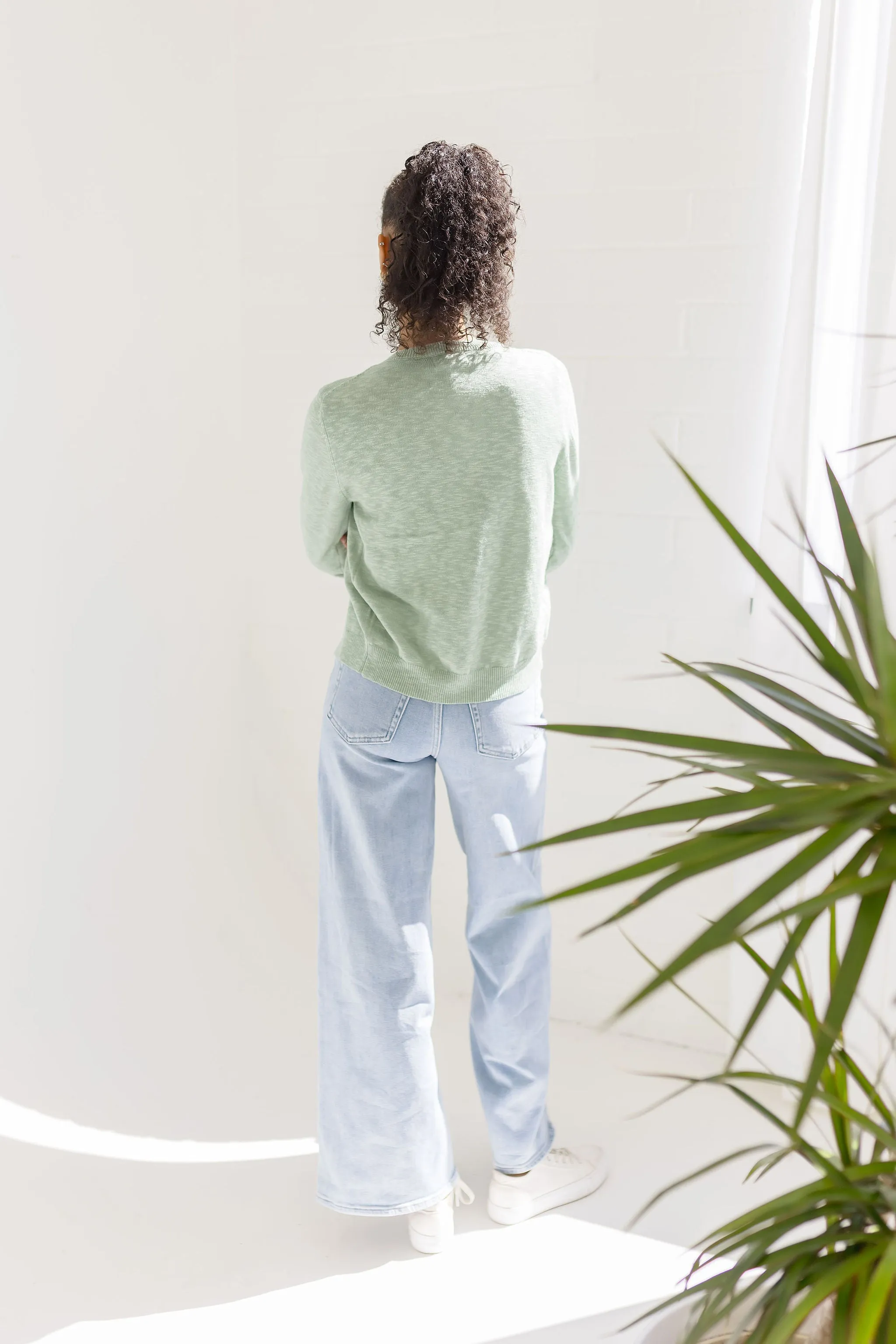 Remi Long Sleeve Button Down Cardigan Green