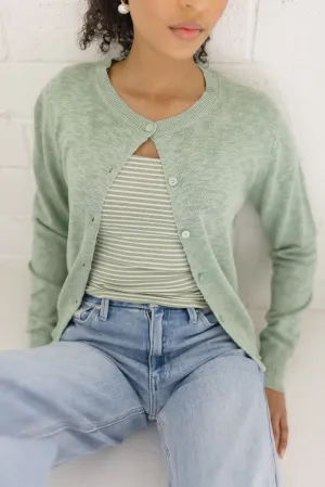 Remi Long Sleeve Button Down Cardigan Green