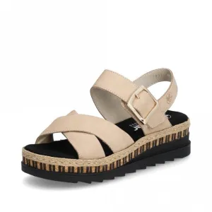 Rieker V7951-60 Ladies Wedge Sandal Light Beige