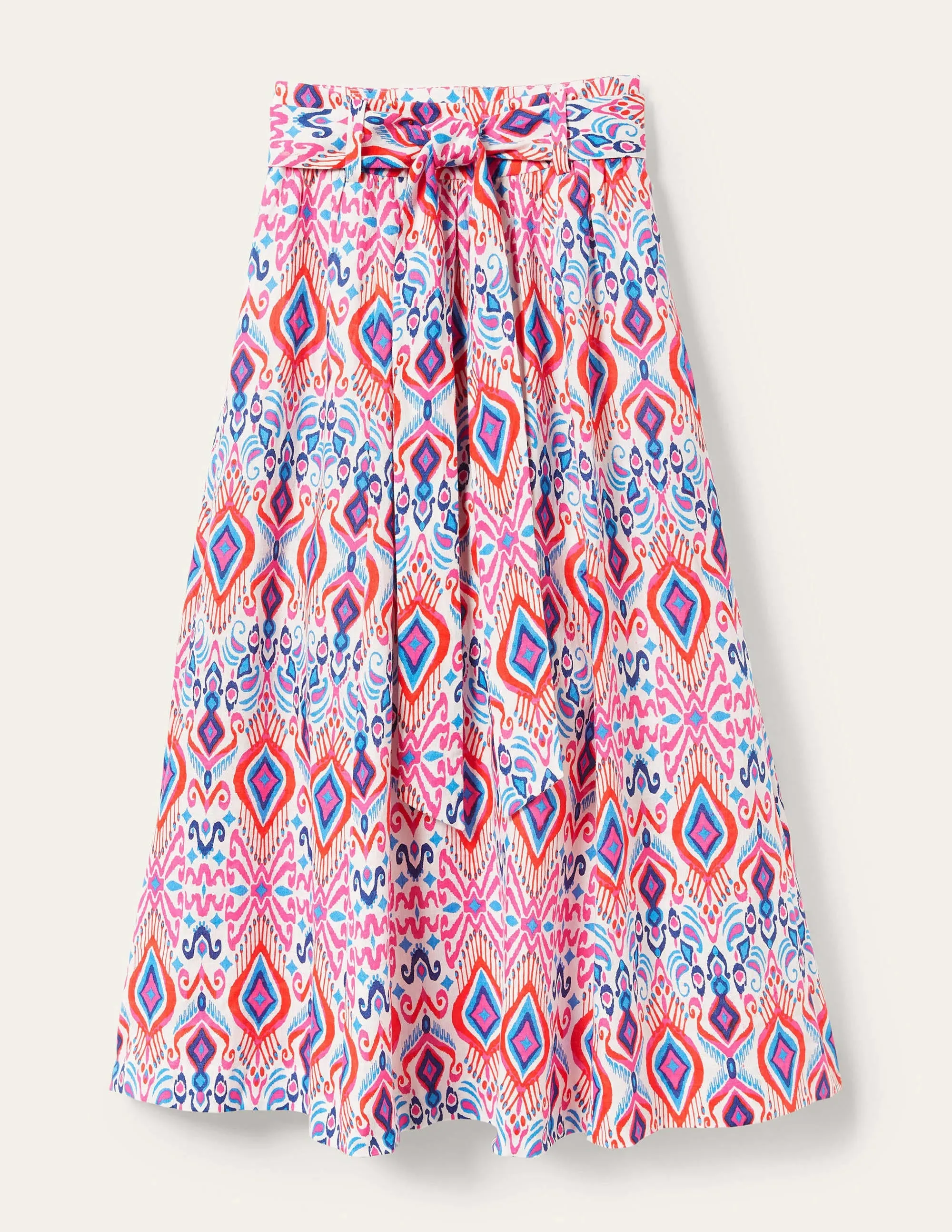 Rosemary Linen Midi Skirt-Ikat Paradise