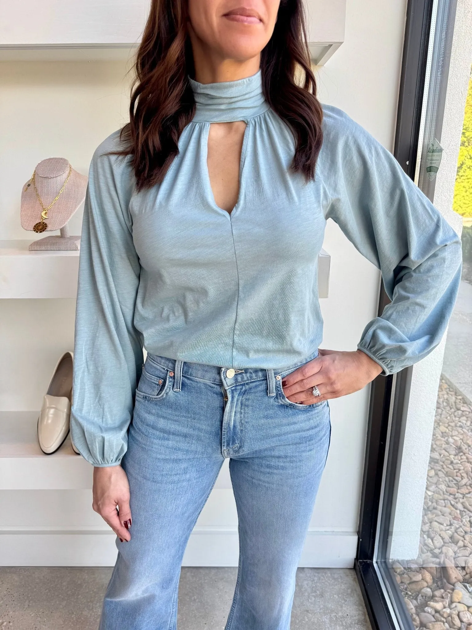 Sea Frost Rosalie Keyhole Blouse