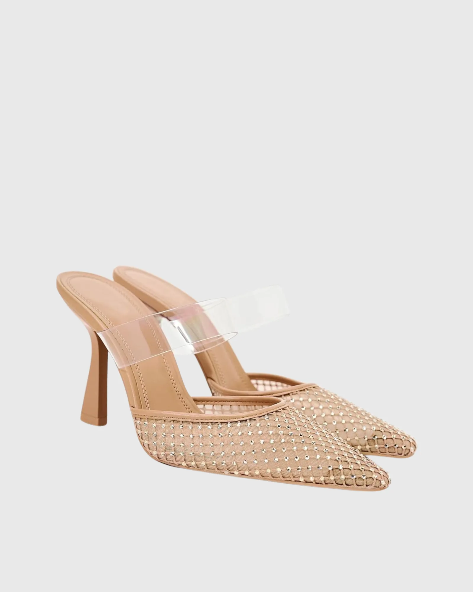 Selia Rhinestone Pvc Strap Flared Slippers
