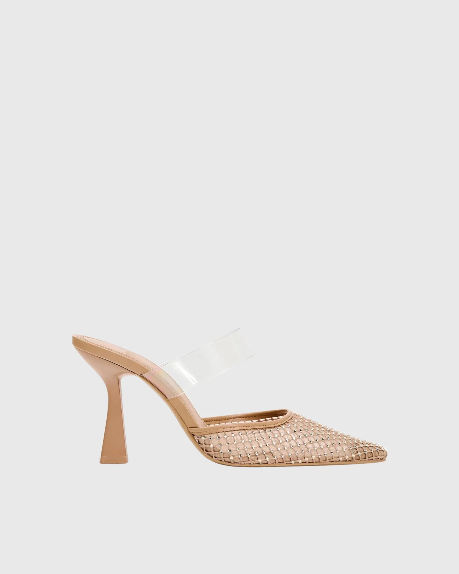 Selia Rhinestone Pvc Strap Flared Slippers