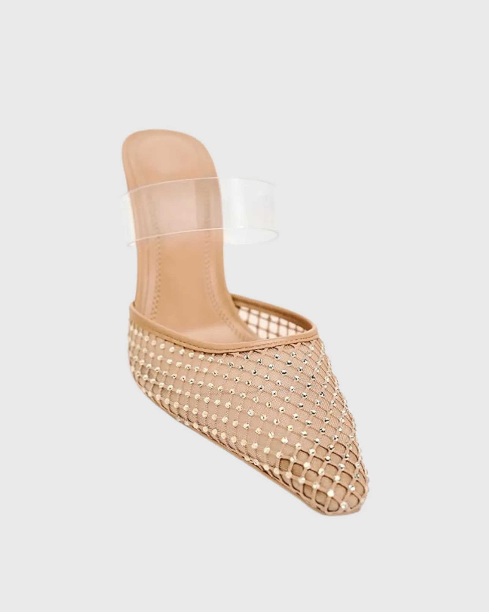 Selia Rhinestone Pvc Strap Flared Slippers