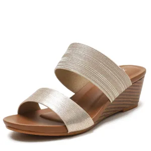 SIKETU | Slip On Wedges Women's Two-Band Sandals