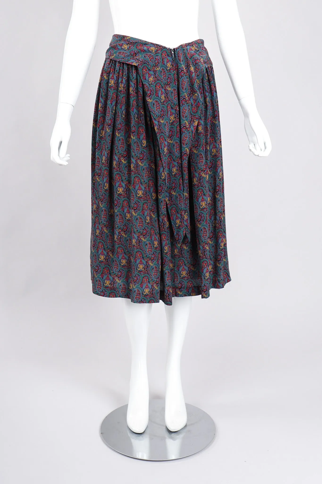 Silk Paisley Print Blouse & Skirt Set