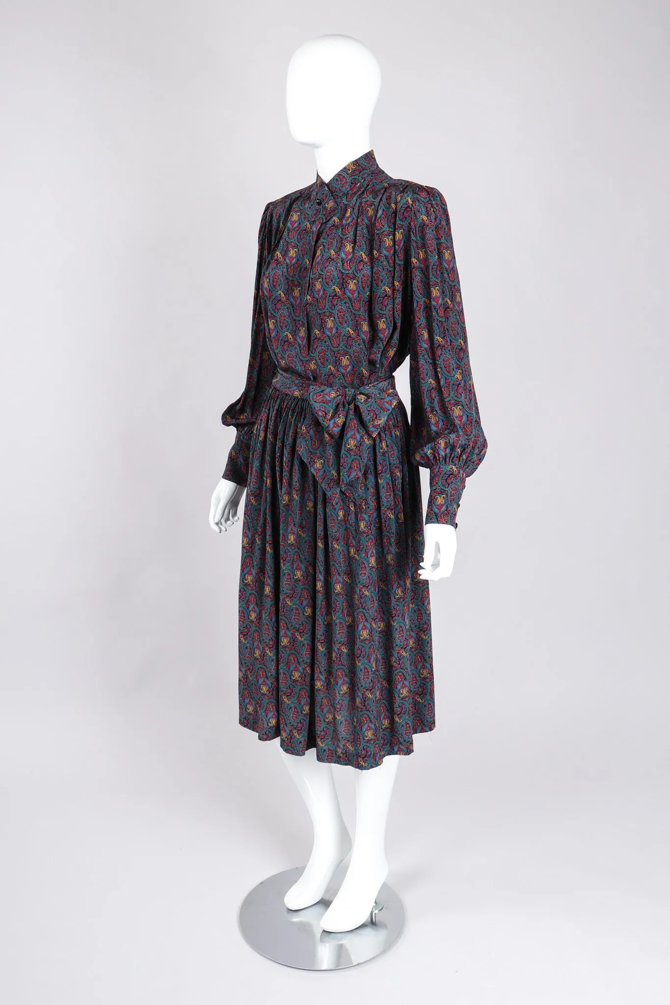 Silk Paisley Print Blouse & Skirt Set