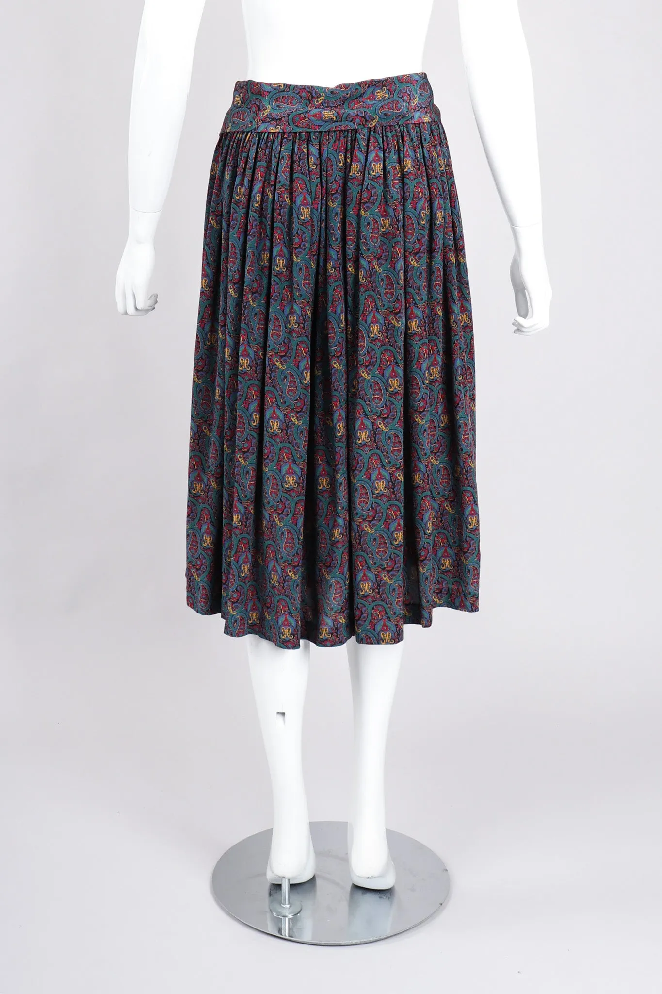 Silk Paisley Print Blouse & Skirt Set