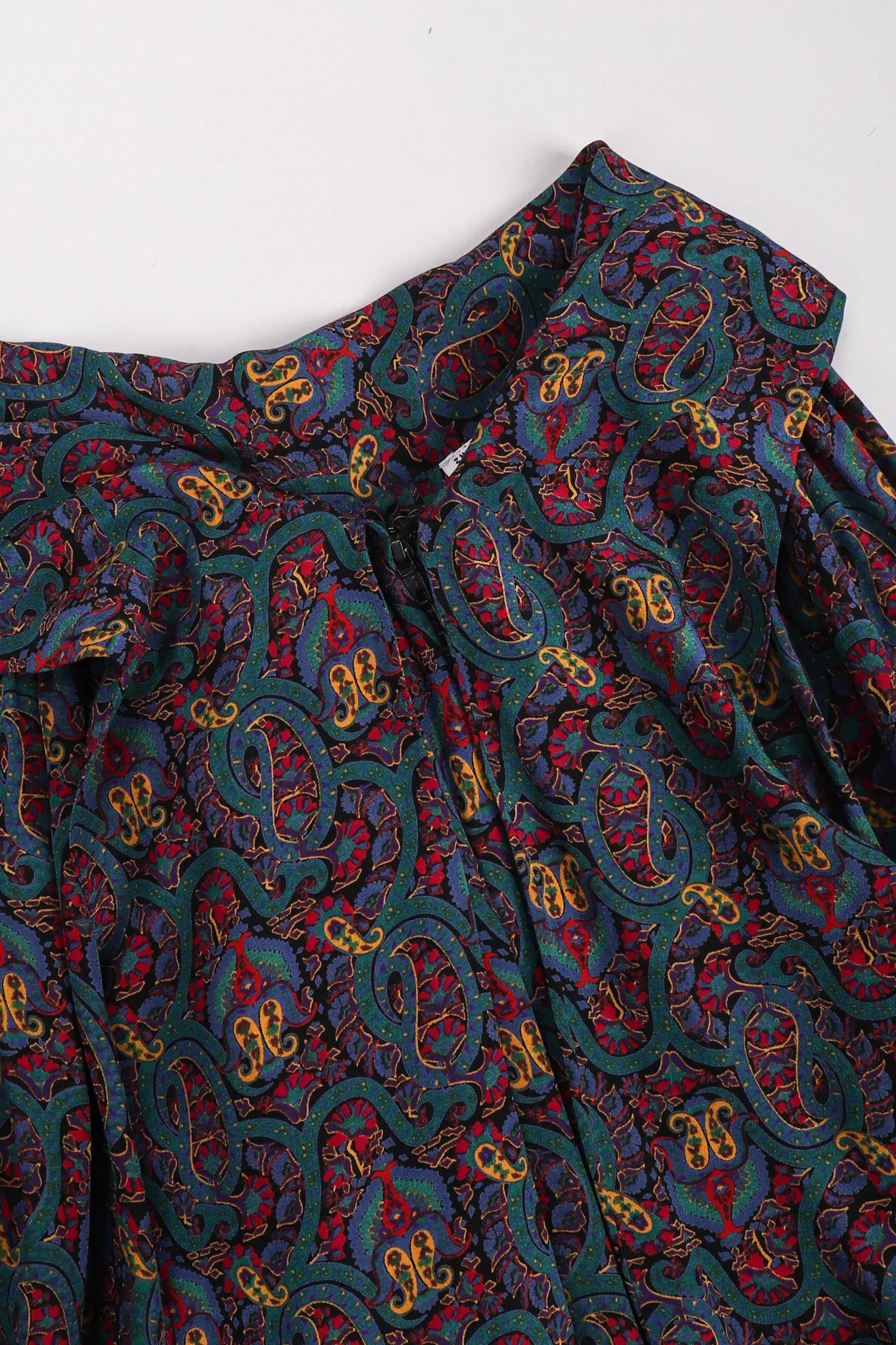 Silk Paisley Print Blouse & Skirt Set