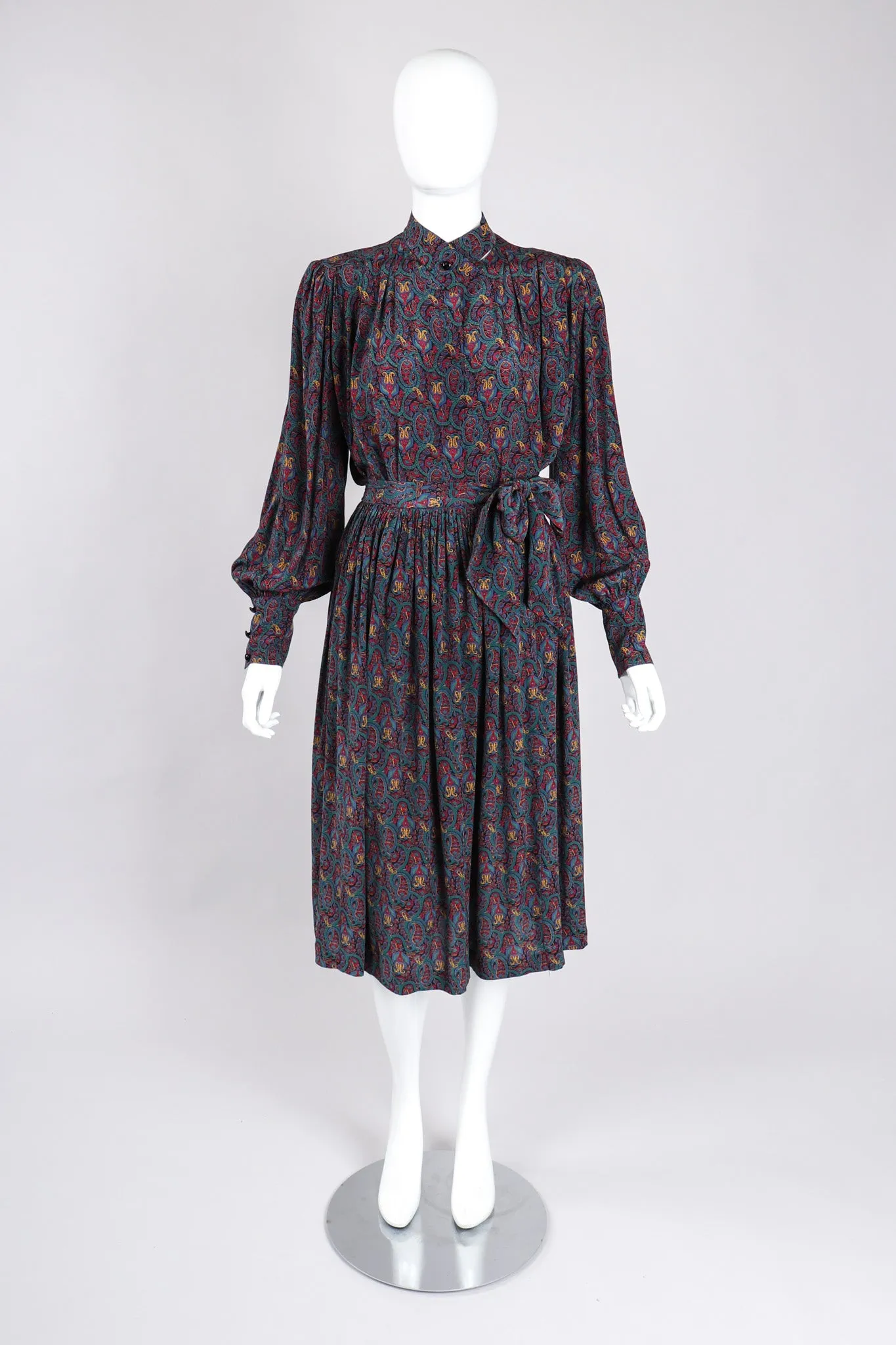 Silk Paisley Print Blouse & Skirt Set