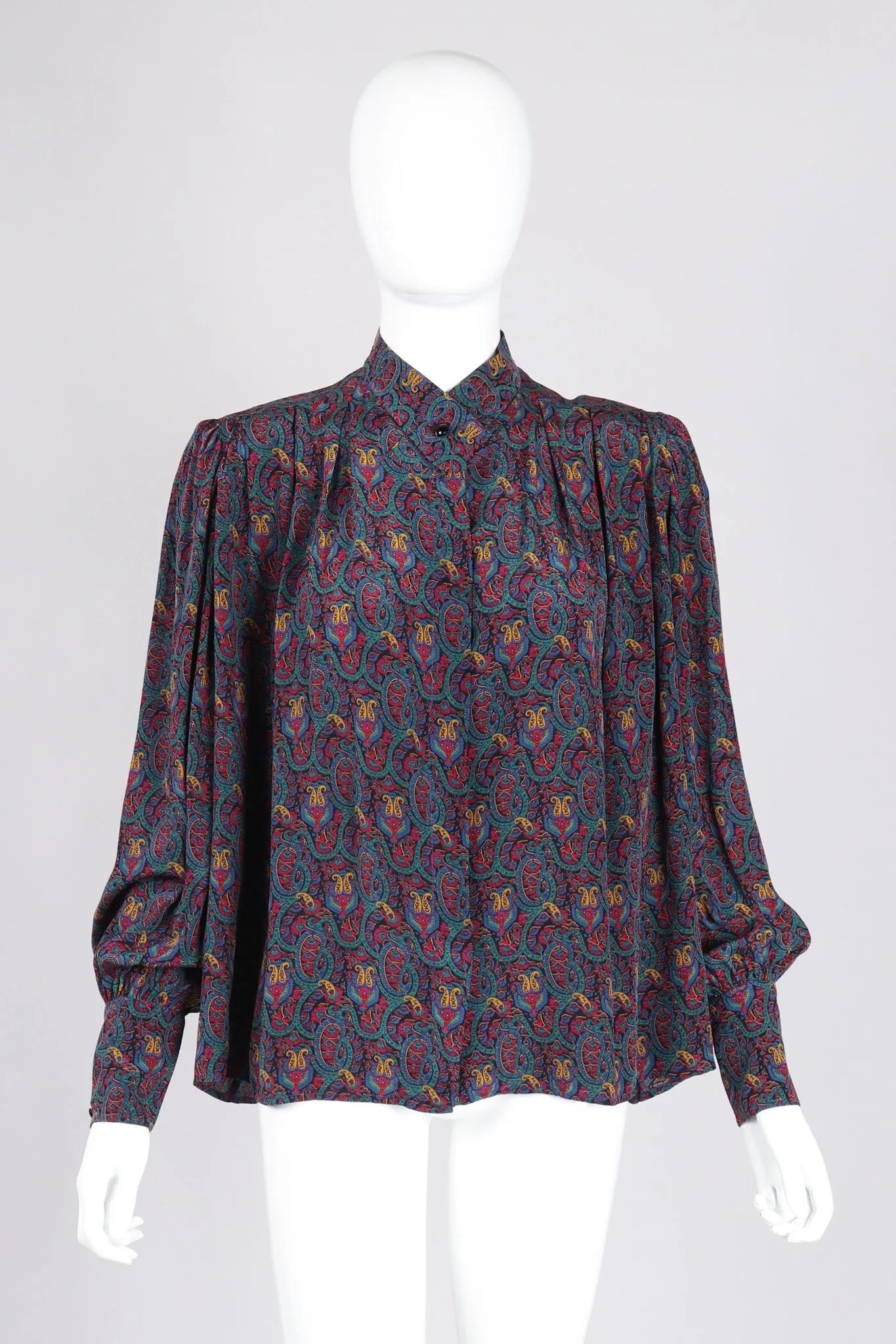 Silk Paisley Print Blouse & Skirt Set