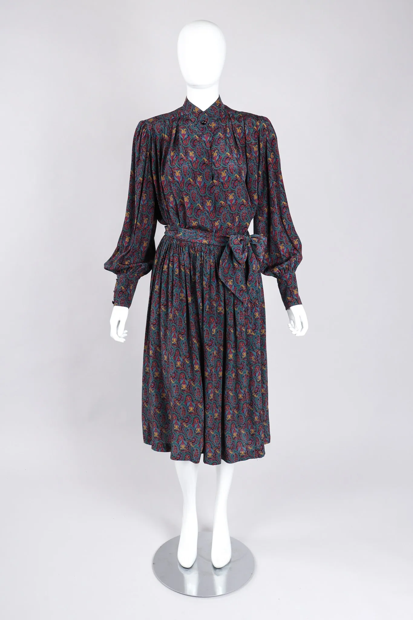 Silk Paisley Print Blouse & Skirt Set
