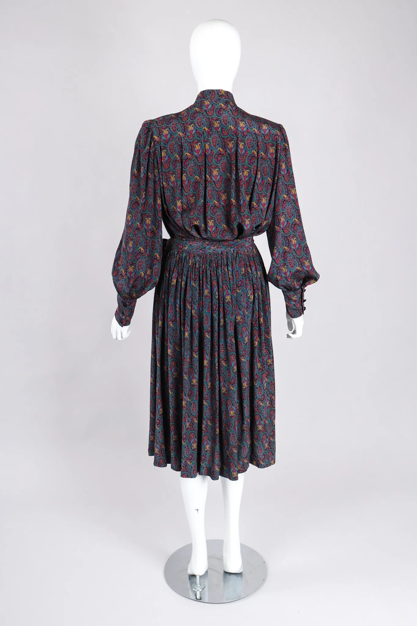 Silk Paisley Print Blouse & Skirt Set