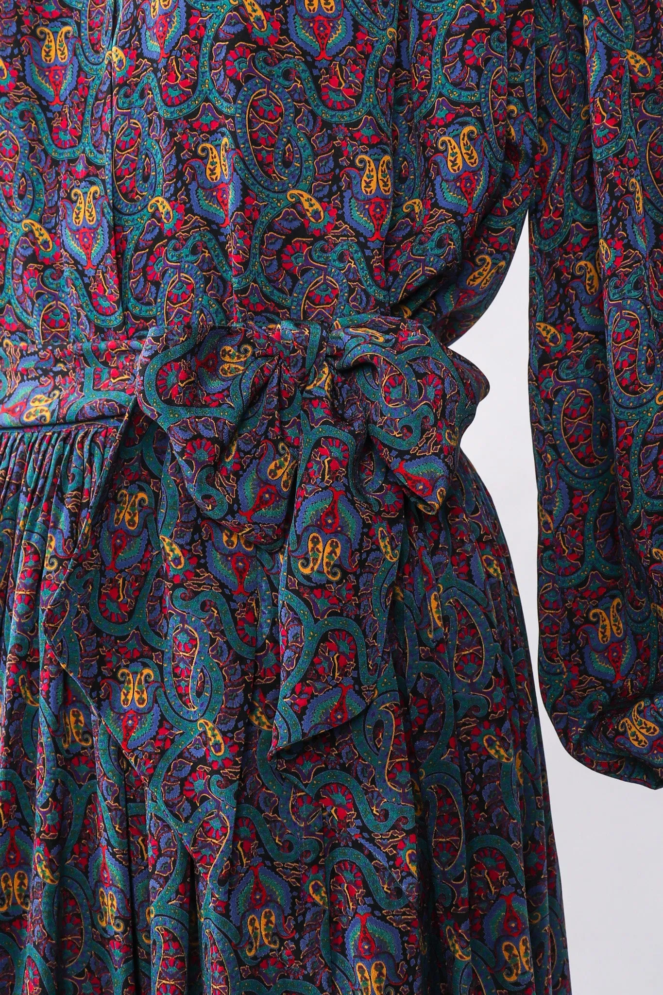 Silk Paisley Print Blouse & Skirt Set