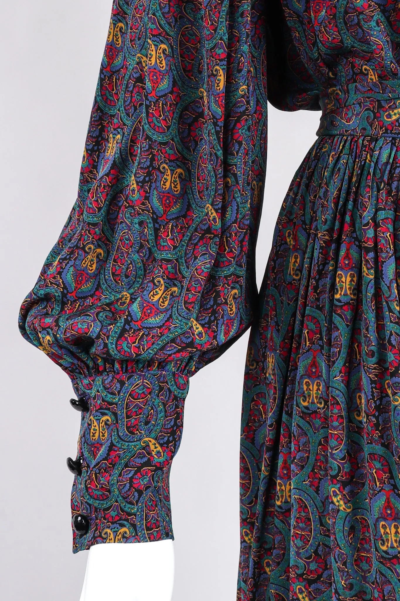 Silk Paisley Print Blouse & Skirt Set