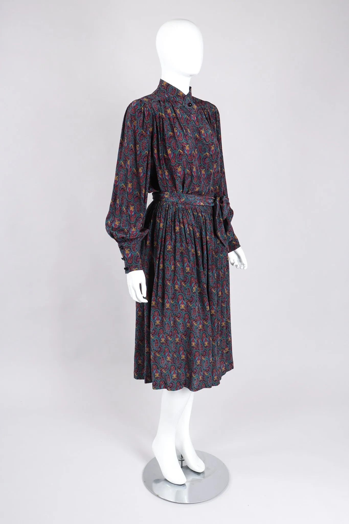 Silk Paisley Print Blouse & Skirt Set