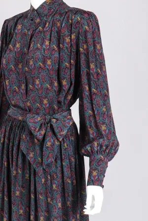 Silk Paisley Print Blouse & Skirt Set