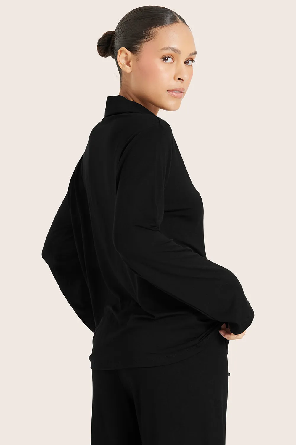 SLEEP JERSEY SLEEP BUTTON DOWN - ONYX