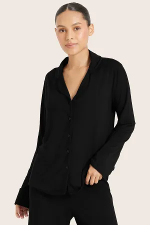 SLEEP JERSEY SLEEP BUTTON DOWN - ONYX