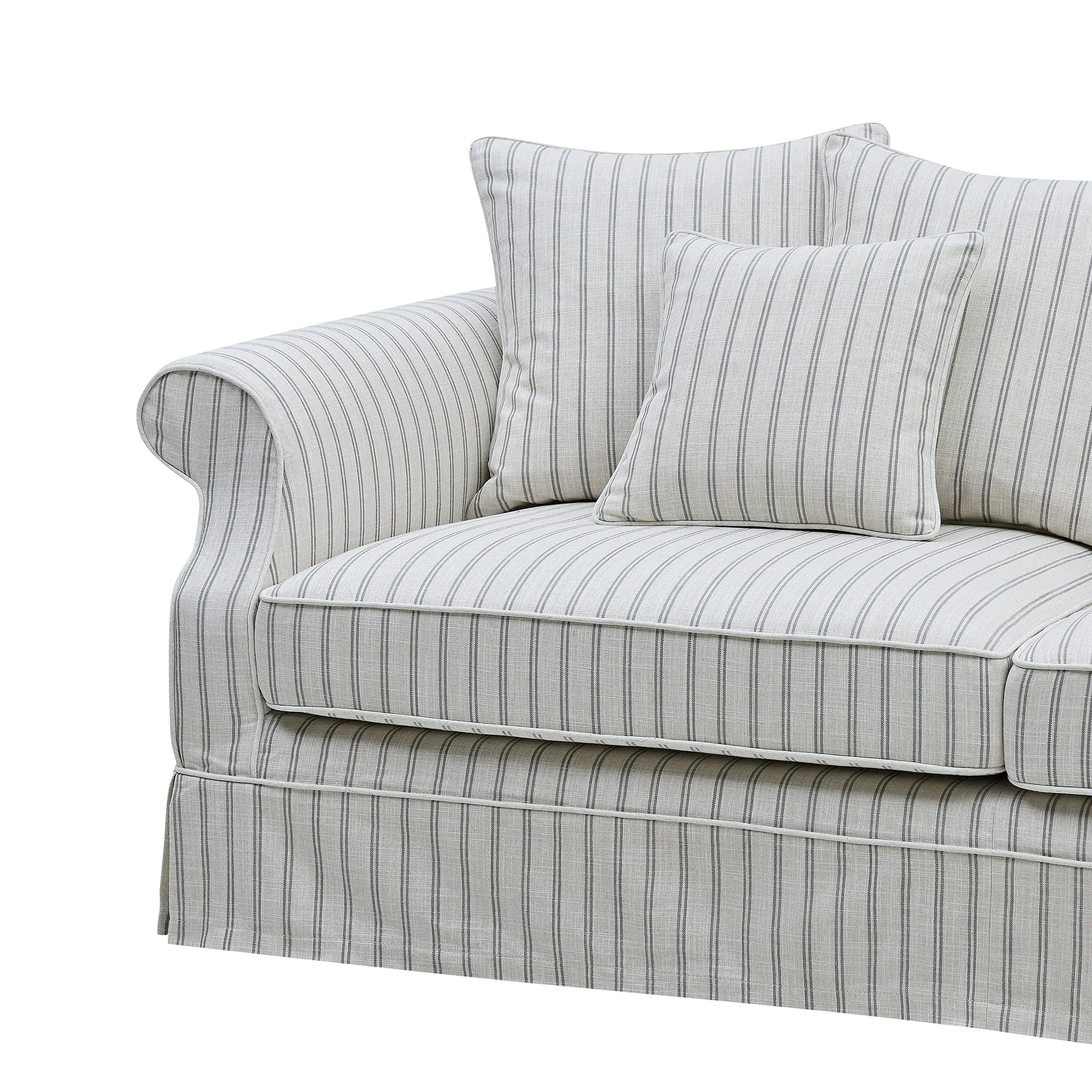 Slip Cover Only - Avalon Hamptons 3 Seat Sofa Stone Stripe