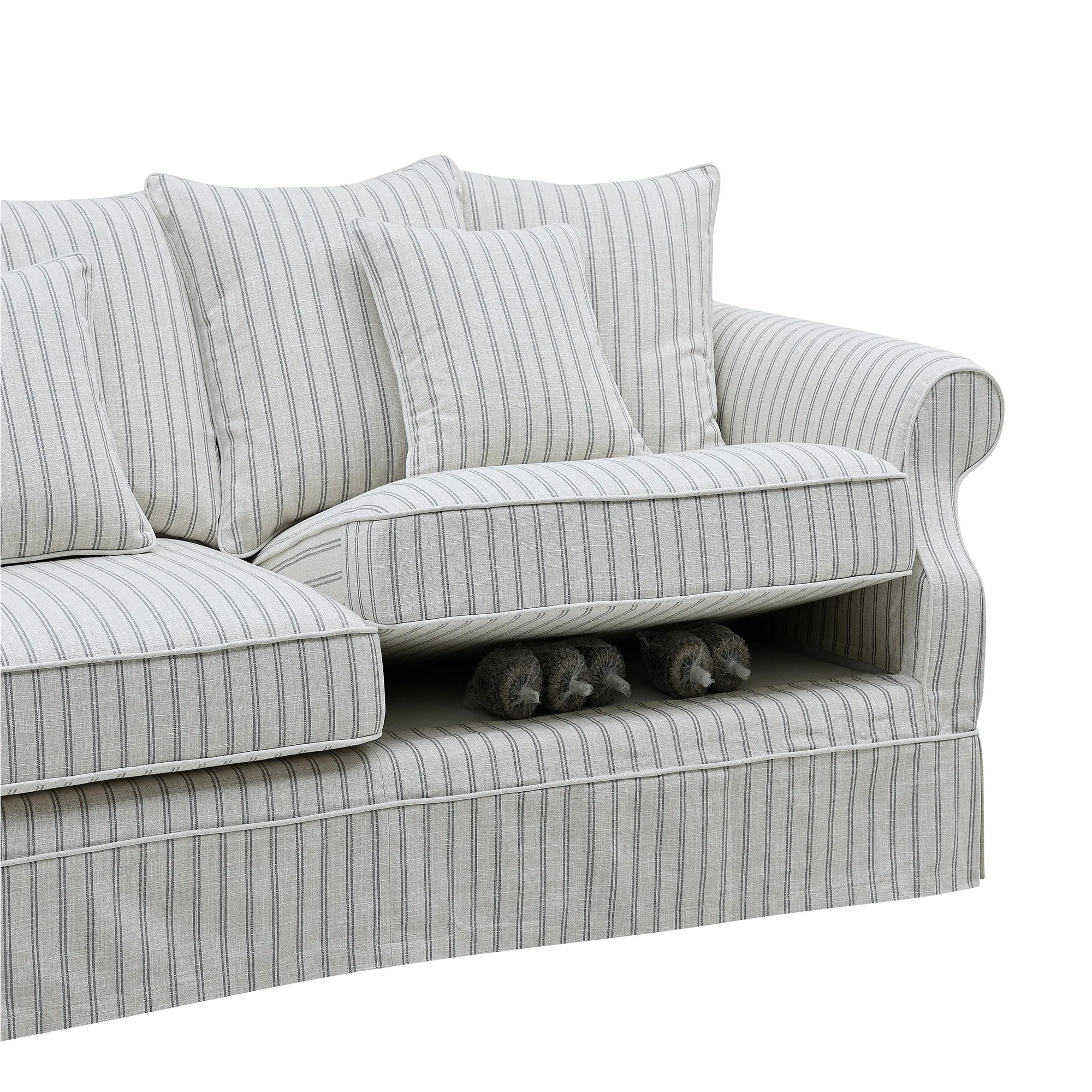Slip Cover Only - Avalon Hamptons 3 Seat Sofa Stone Stripe