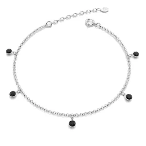 Solid 925 Sterling Silver Phoebe Anklet Black