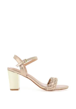 SORENTO Heritage Sparkling Gold Block Heel Sandals