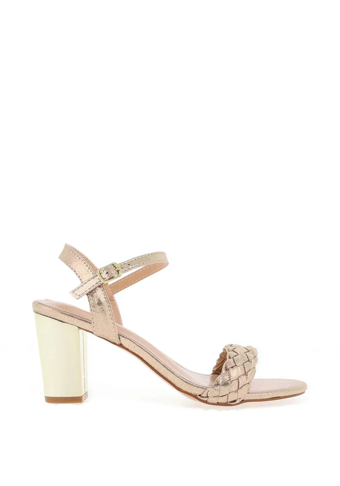 SORENTO Heritage Sparkling Gold Block Heel Sandals