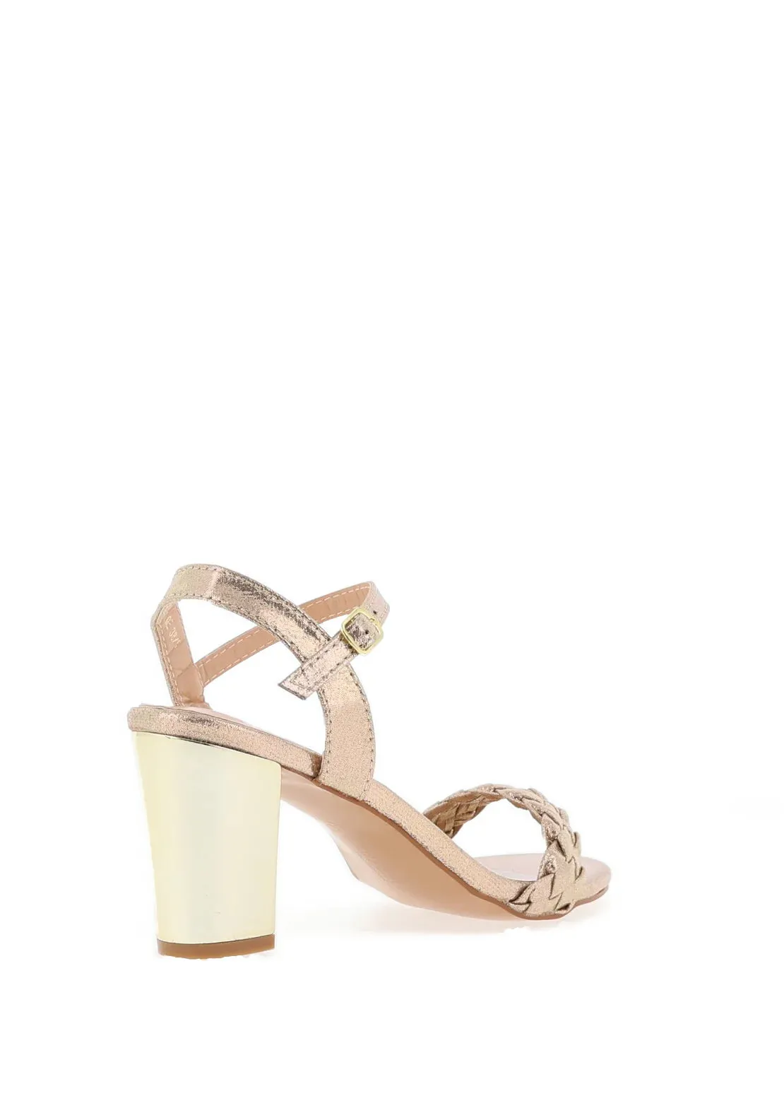 SORENTO Heritage Sparkling Gold Block Heel Sandals