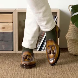 The Capri – Cognac Patina Brown Tassel Loafers.