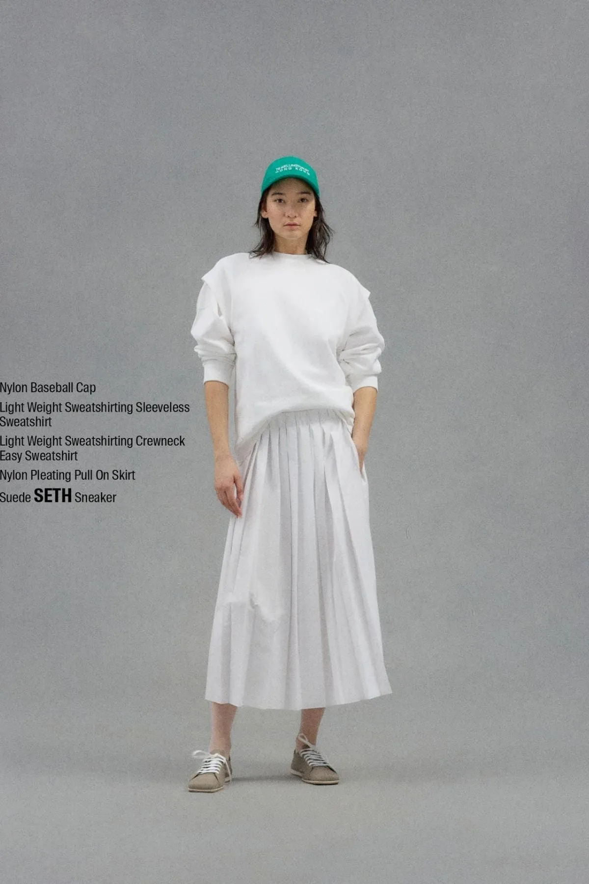 Tibi Nylon Pleated Pull On Skirt - White