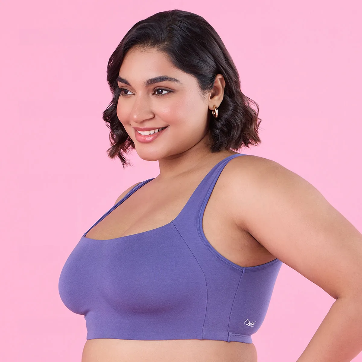 Trendy Square Neckline Slip on Bra with full coverage-NYB158-D Purple