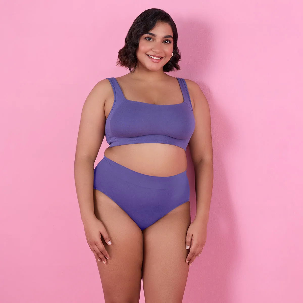 Trendy Square Neckline Slip on Bra with full coverage-NYB158-D Purple
