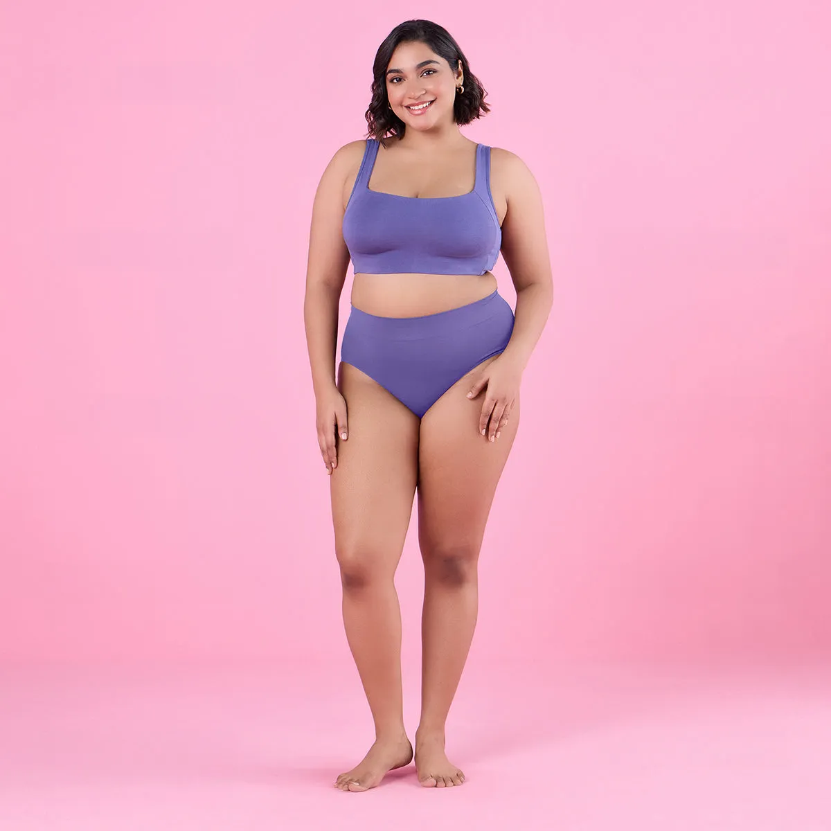 Trendy Square Neckline Slip on Bra with full coverage-NYB158-D Purple