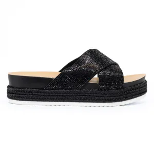 Twinkle - Embellished Slip On Platform Sandals