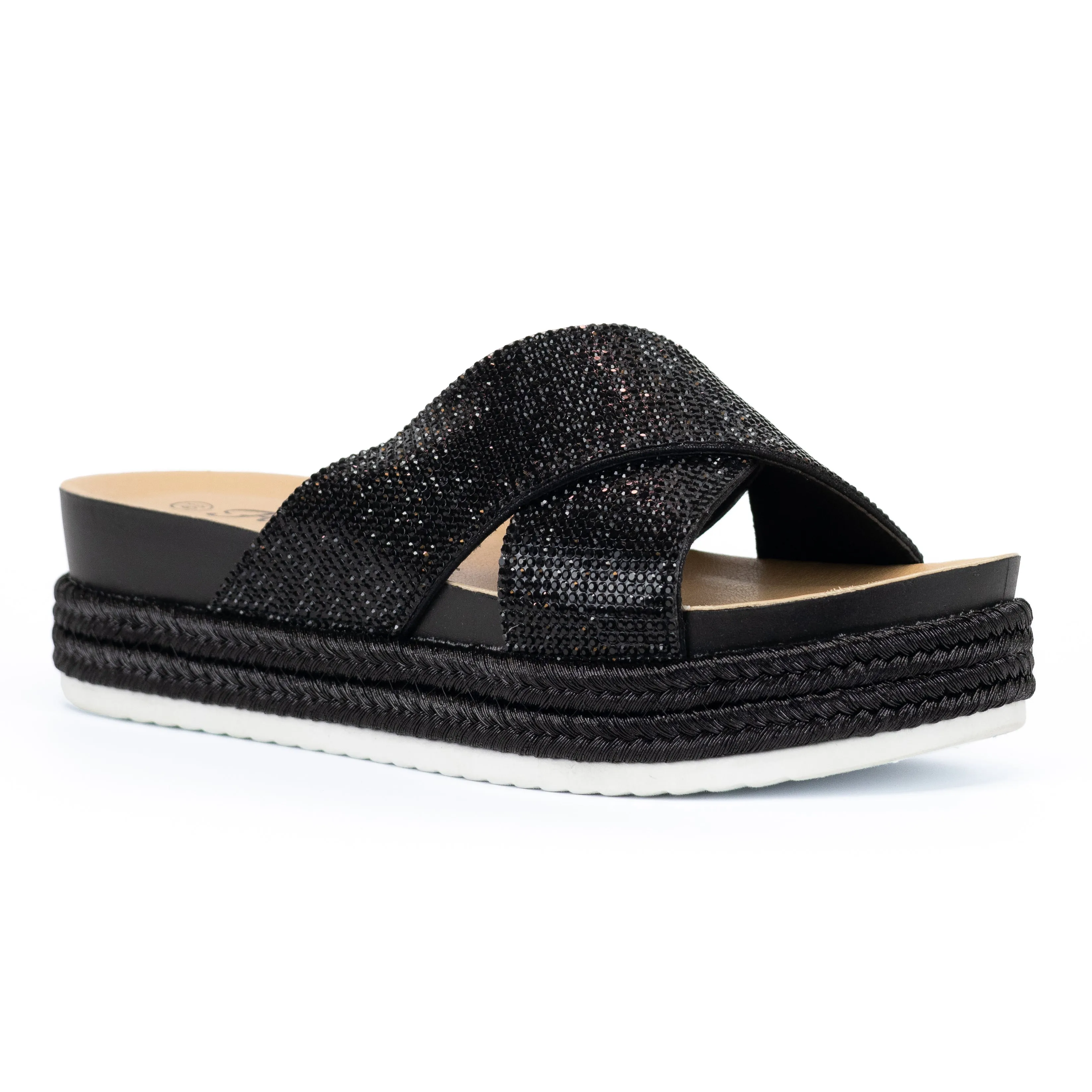 Twinkle - Embellished Slip On Platform Sandals