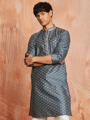 VASTRAMAY Men's Steel Silk Blend Kurta