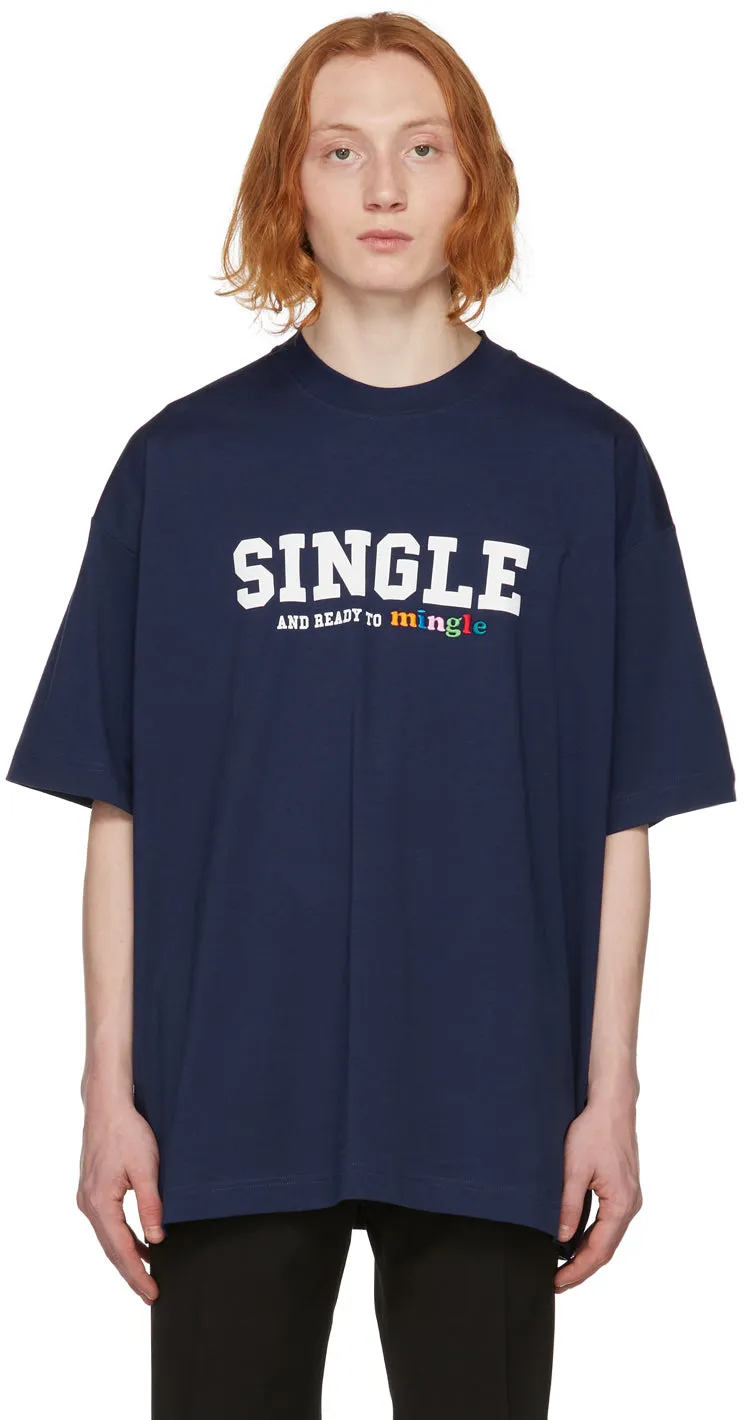 Vetements Single And Ready To Mingle T-Shirt Blue