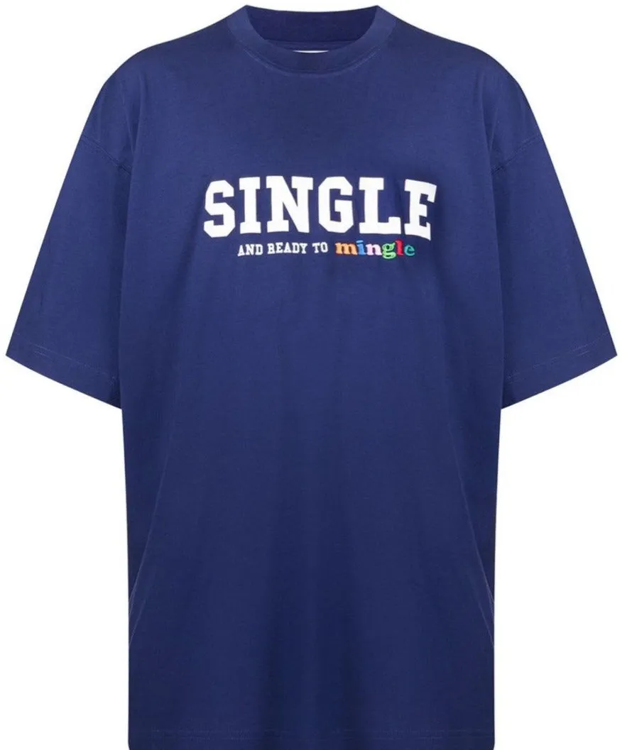 Vetements Single And Ready To Mingle T-Shirt Blue