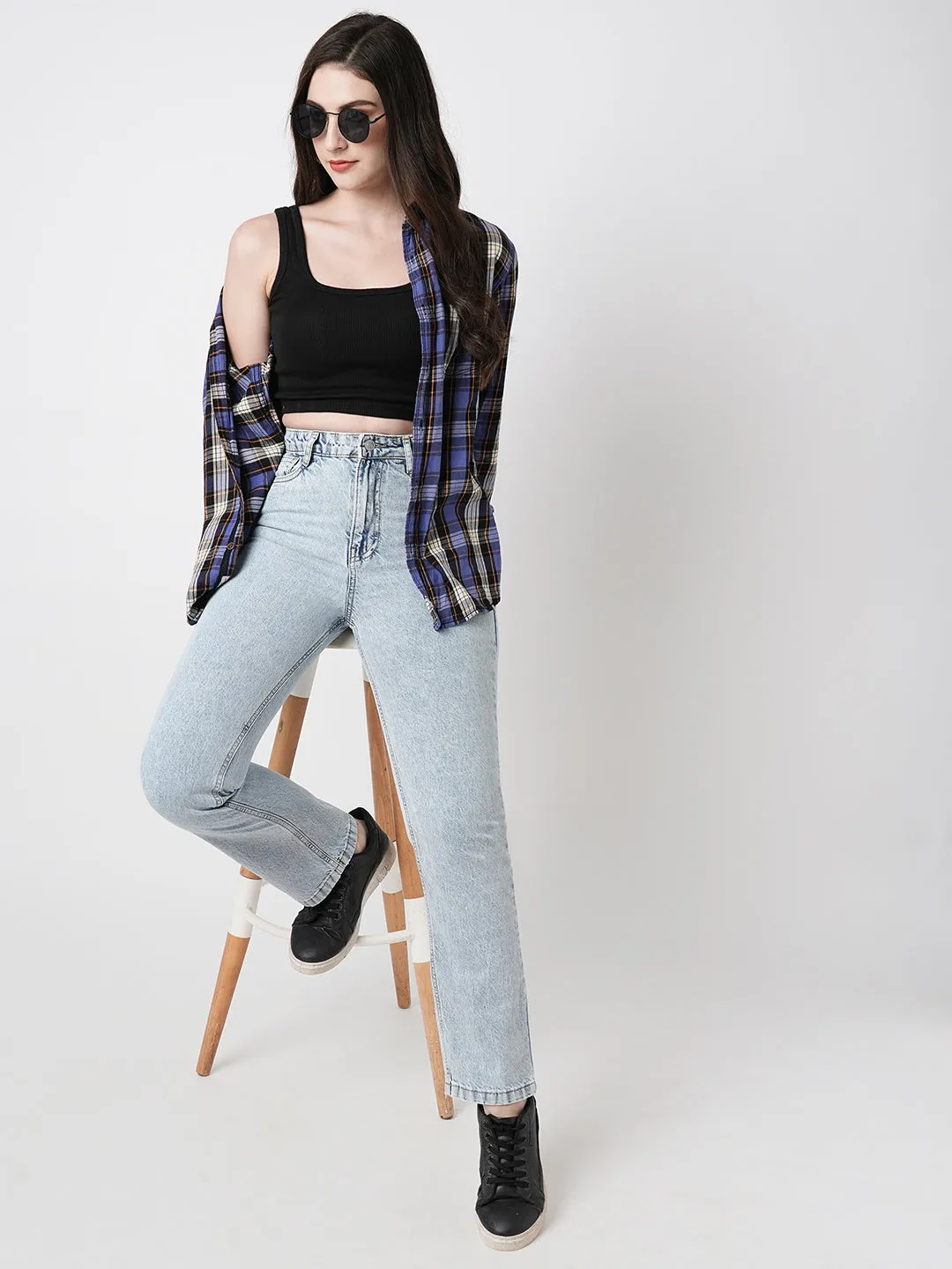 Women High-Rise Relaxed Straight Fit Jeans