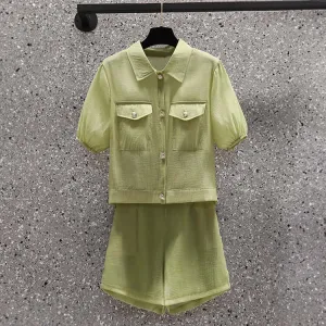 Women's 2-Piece Puff Sleeve Top and Shorts Set