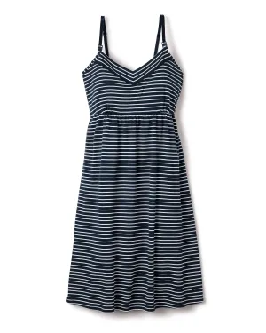 Women's Pima Maternity Nightgown in Navy Stripe