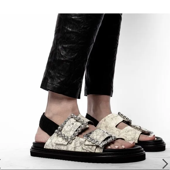 ZADIG & VOLTAIRE ALPHA GRUNGE SLINGBACK SANDALS